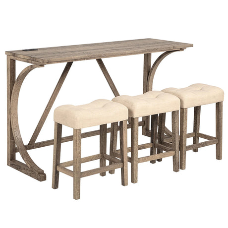 Bar Table Set With 3 Padded Stools - Furniture Home Direct