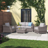 Outdoor Wicker Conversation Set With Cushions, All Weather - Furniture Home Direct