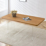 Dining Table With Wooden Top And Clear Acrylic Legs Natural - Furniture Home Direct