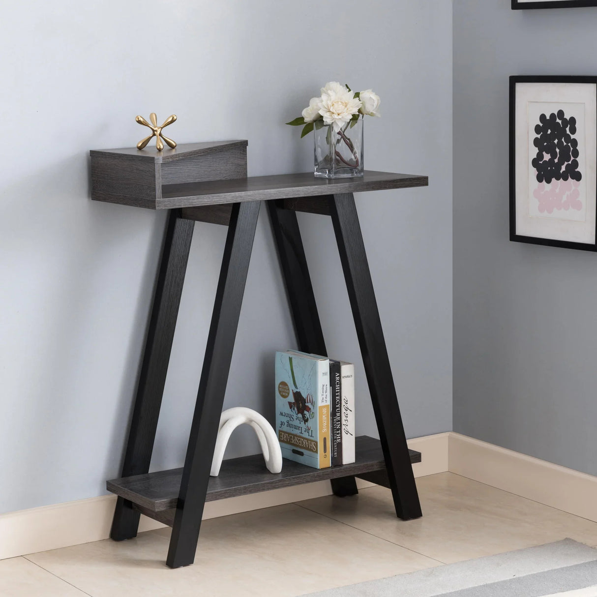 Contemporary Console Table With Two Shelves - Furniture Home Direct