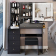 Vanity Table with Cushioned Stool Modern Finish Black - Furniture Home Direct