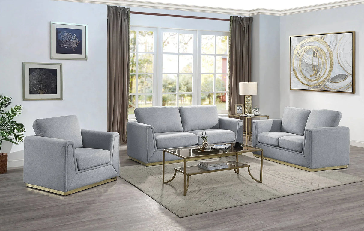 Valin - 3 Piece Living Room Set Meeting Room And Small Apartment Sofa Loveseat Chair - Gray - Furniture Home Direct