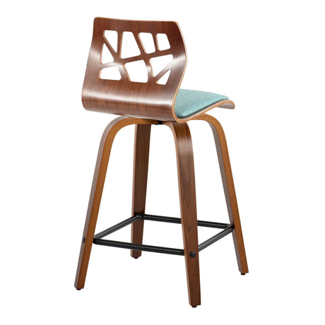 Folia - Mid Century Modern Fixed Height Counter Stool With Swivel With Square Footrest (Set of 2) - Furniture Home Direct