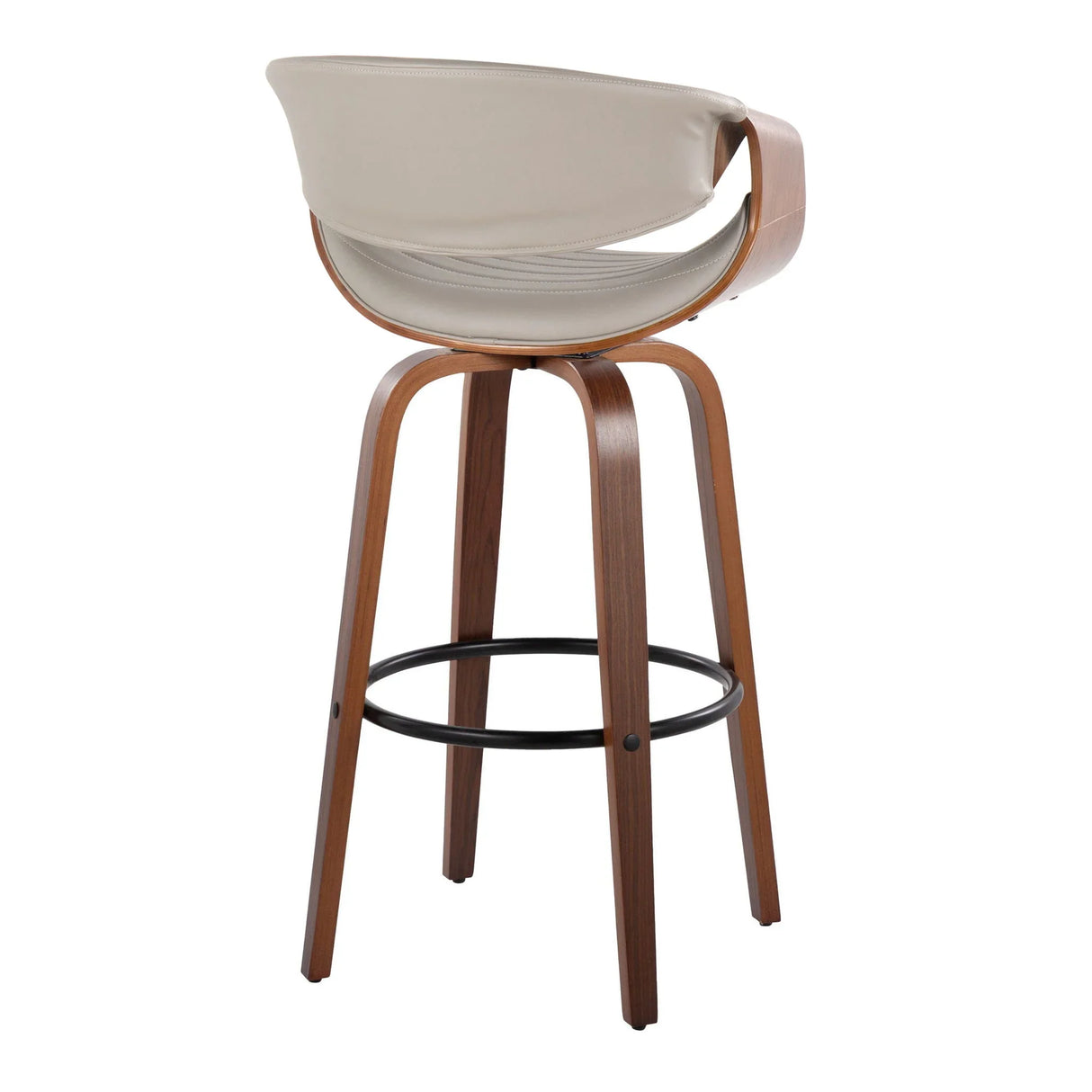 Symphony - Mid Century Modern Fixed Height Barstool With Swivel With Round Footrest (Set of 2) - Furniture Home Direct