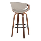 Symphony - Mid Century Modern Fixed Height Barstool With Swivel With Round Footrest (Set of 2) - Furniture Home Direct
