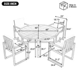 5 Piece Outdoor Patio Dining Set With 4 Armchairs And Table - Beige - Furniture Home Direct