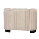 Modern 3-Piece Velvet Upholstered Living Room Set Including Sofa, Love Seat and Chair, Beige - Furniture Home Direct