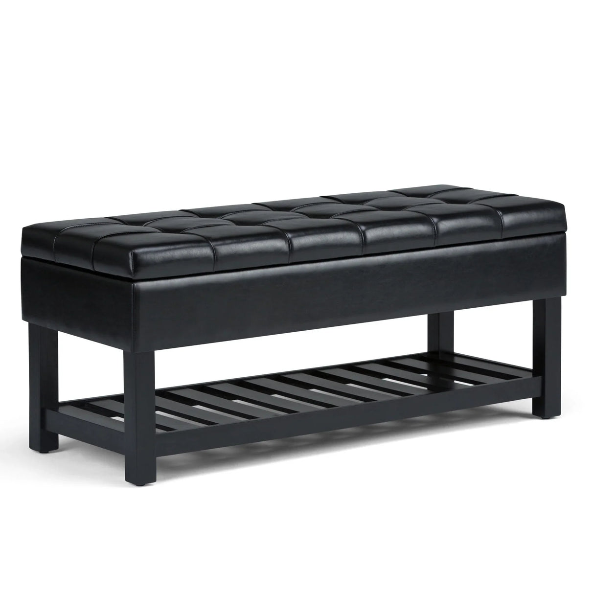 Saxon - Upholstered Transitional Storage Ottoman Bench - Furniture Home Direct