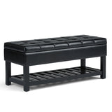 Saxon - Upholstered Transitional Storage Ottoman Bench - Furniture Home Direct