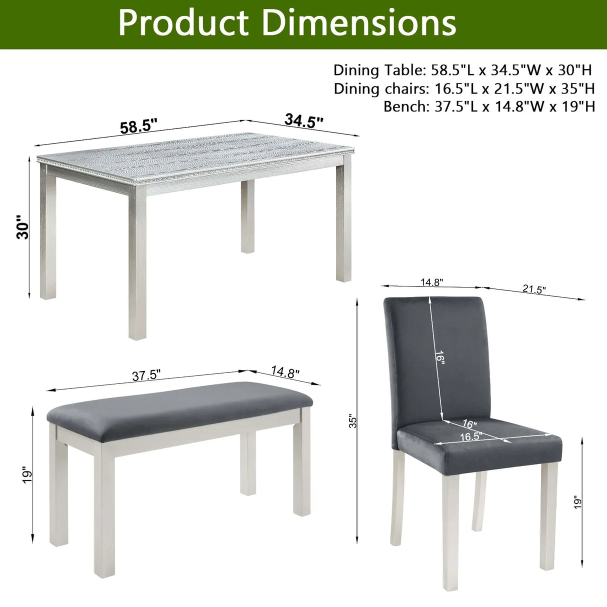 Dining Table Set, Table With A Rectangular Table And Upholstered Chairs - Furniture Home Direct