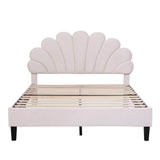 Upholstered Platform Bed With Flower Pattern Velvet Headboard - Furniture Home Direct