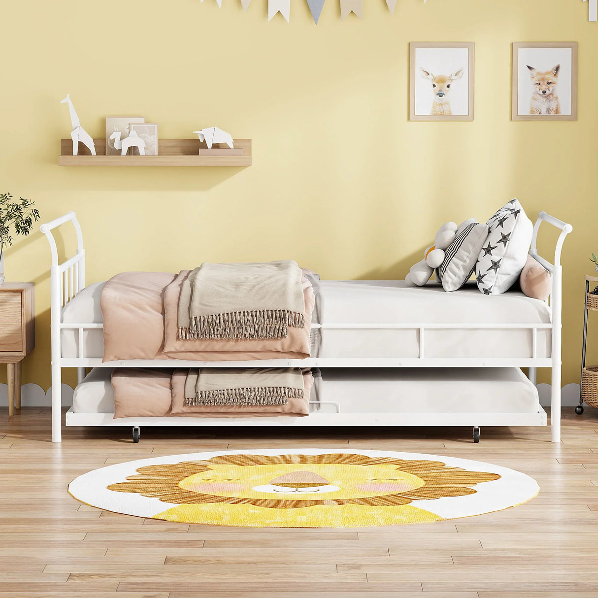 Daybed With Curved Handle Design And Trundle - Furniture Home Direct