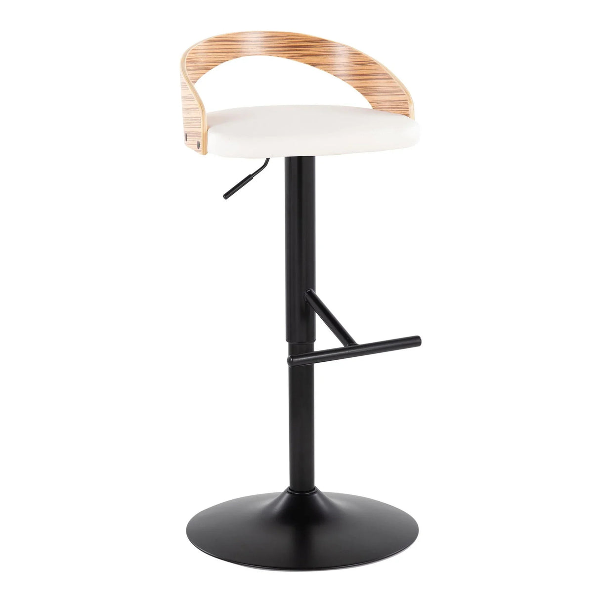 Grotto - Contemporary Adjustable Barstool With Swivel & Straight T Footrest (Set of 2) - Furniture Home Direct