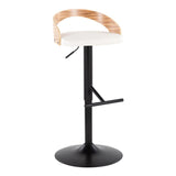 Grotto - Contemporary Adjustable Barstool With Swivel & Straight T Footrest (Set of 2) - Furniture Home Direct