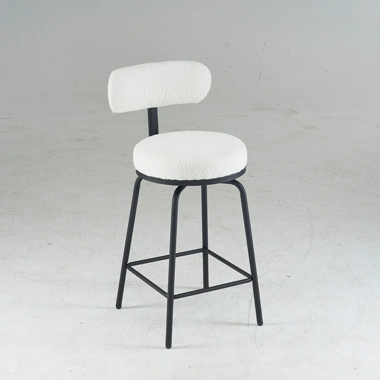 Counter Height Bar Stool Swivel Fabric Upholstery White - Furniture Home Direct