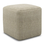 Zelma - Square Woven Outdoor / Indoor Pouf - Cream / Natural - Furniture Home Direct