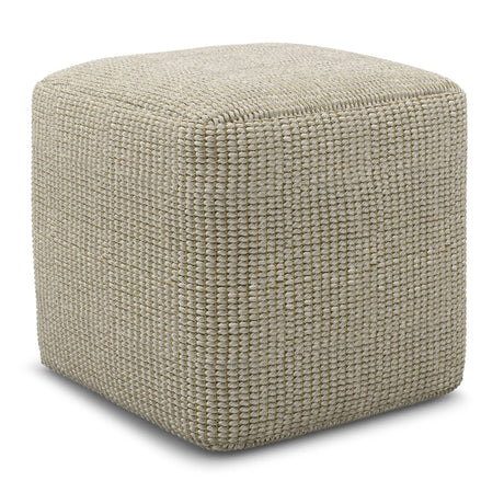 Zelma - Square Woven Outdoor / Indoor Pouf - Cream / Natural - Furniture Home Direct