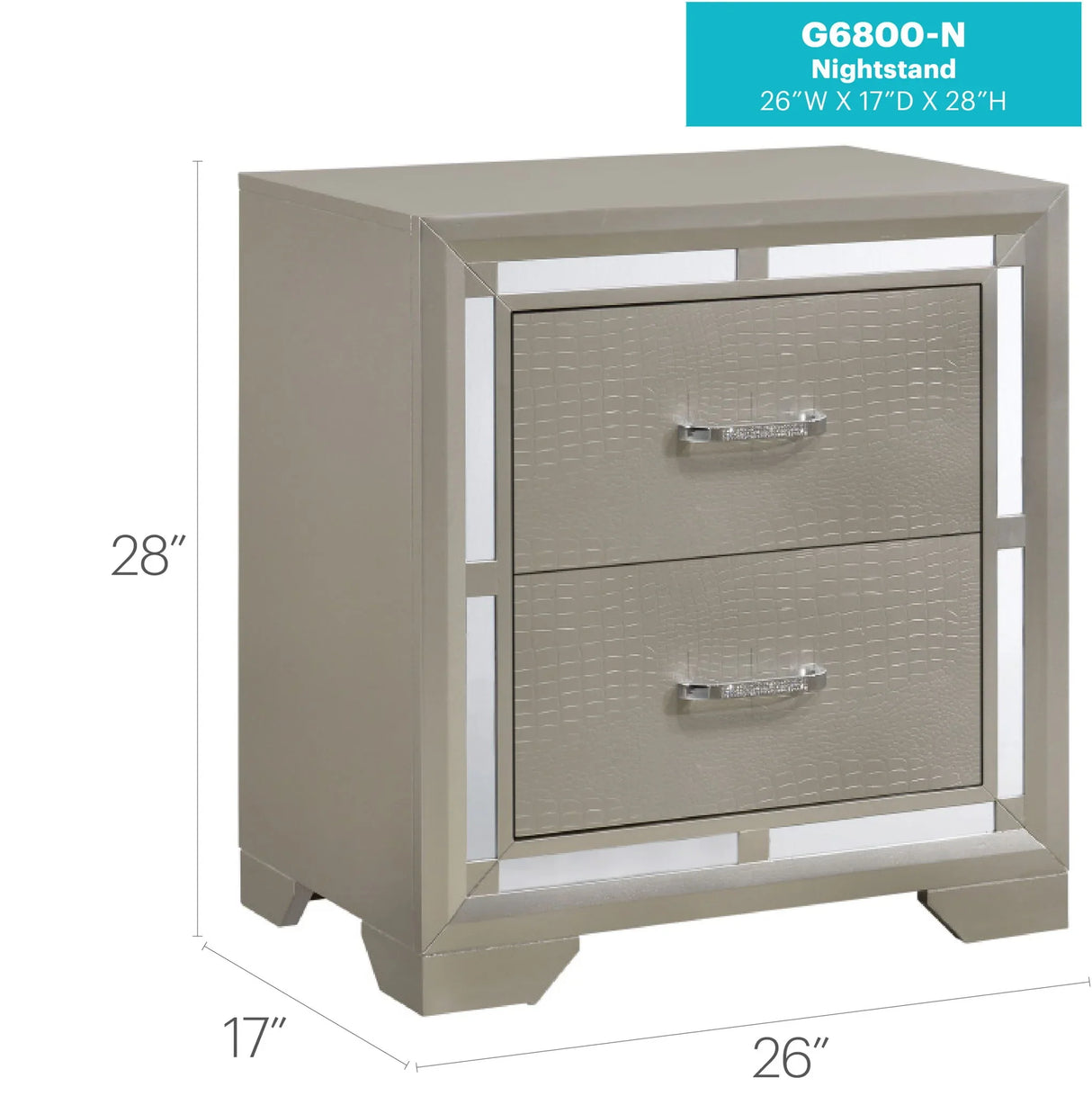 Alana - Nightstand - Silver Champagne - Furniture Home Direct
