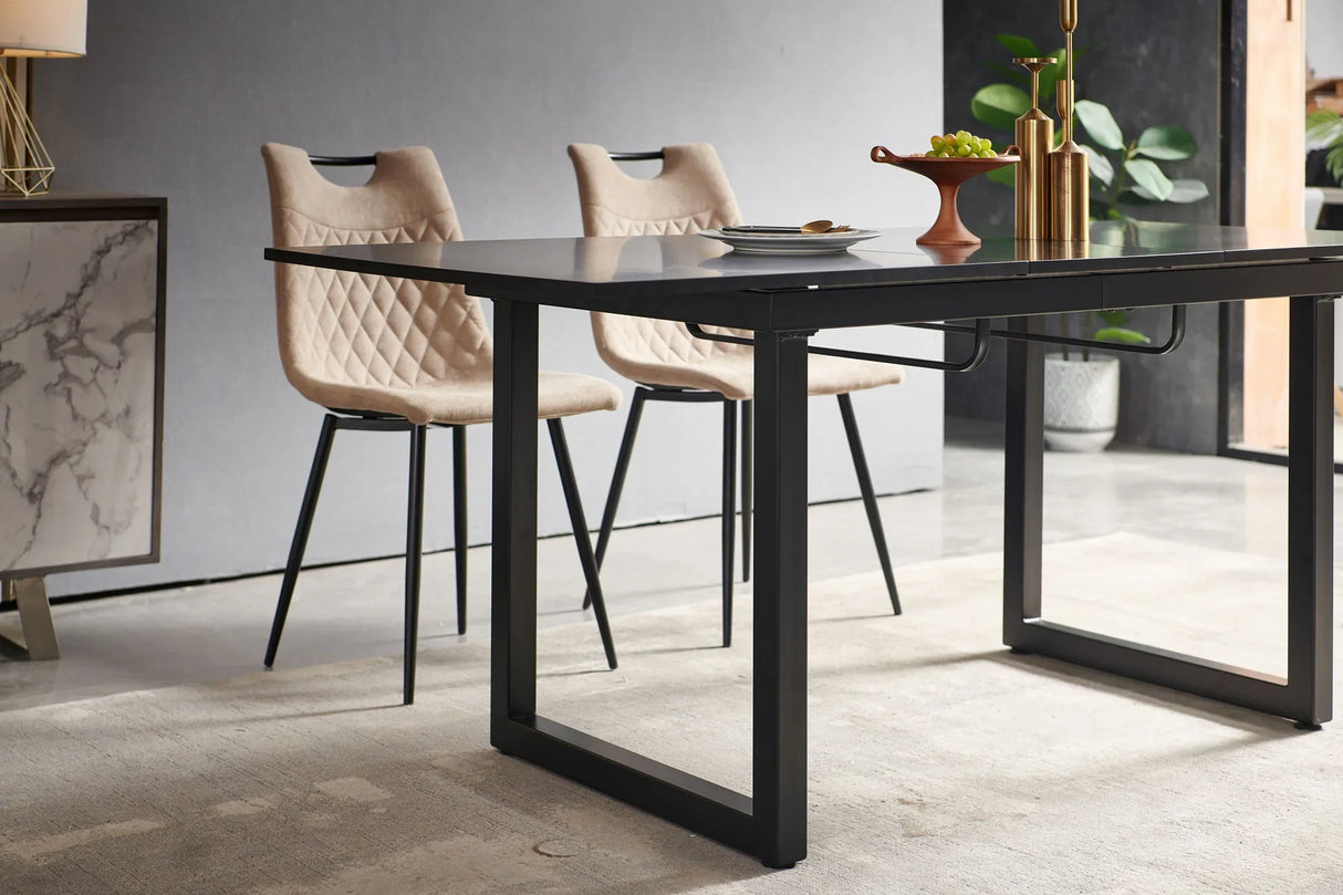 Square Extendable Dining Table With Metal Leg, Modern Space Saving Kitchen Table For Living Room - Furniture Home Direct