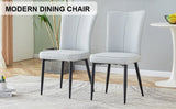 Dining Chairs Modern PU Upholstered Black Metal Legs Gray - Furniture Home Direct