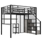 Metal Loft Bed With Wardrobe, Desk, Storage Shelves - Furniture Home Direct