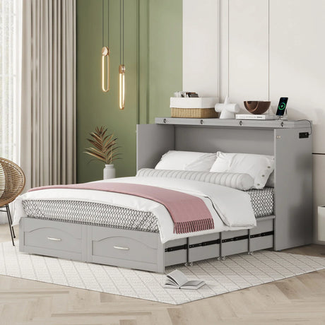 Murphy Wall Bed With Drawer And A Set Of Sockets & USB Ports, Pulley Structure Design - Furniture Home Direct