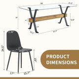 Dining Set Glass Table With 8 Cushioned Chairs Black - Furniture Home Direct
