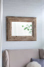Rectangle Wall Accent Mirror With Distressed Wood Frame - Brown - Furniture Home Direct