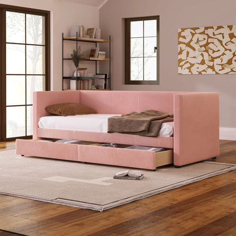 Corduroy Daybed With Two Drawers And Wood Slat - Furniture Home Direct