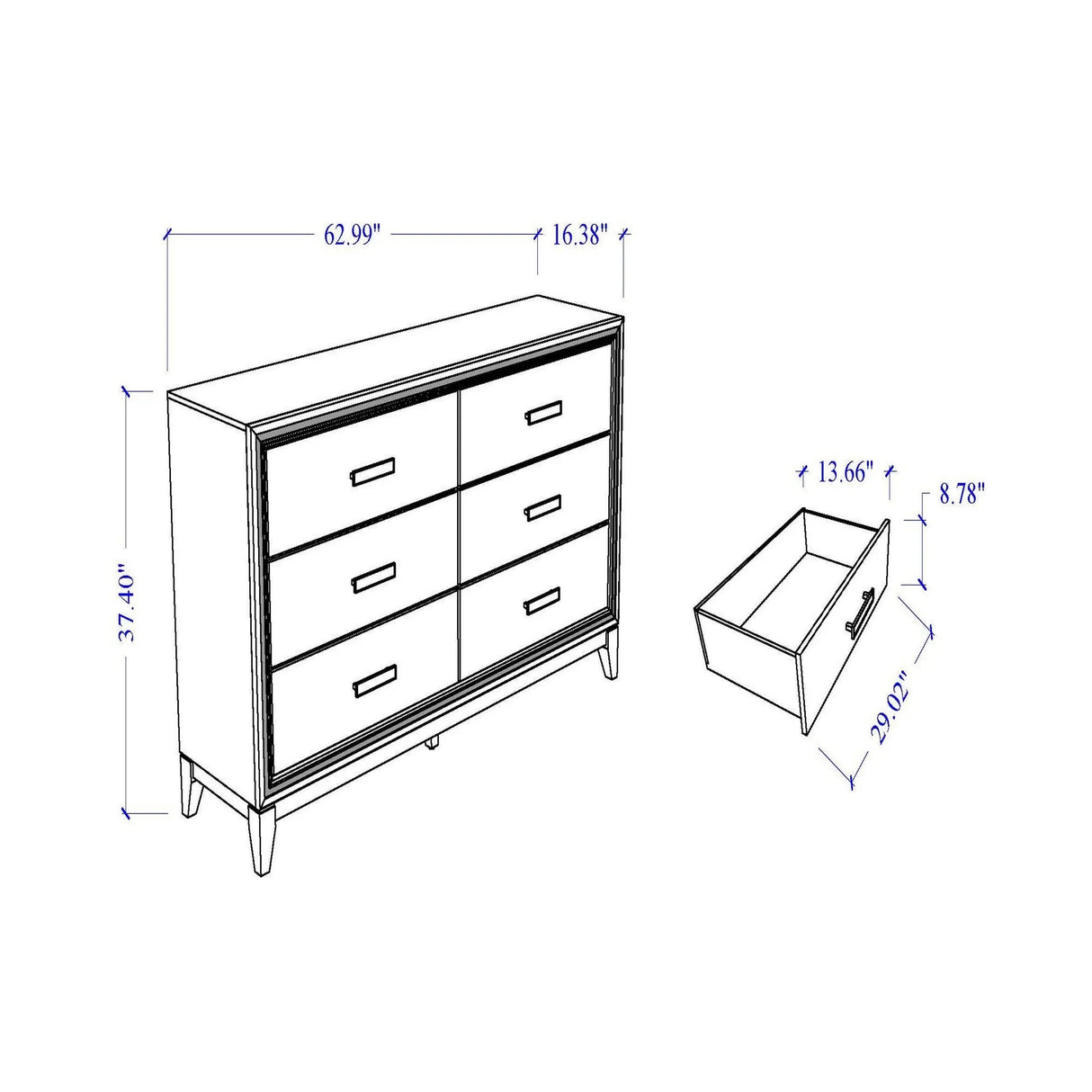 Almera - Glitter Dresser - White - Furniture Home Direct