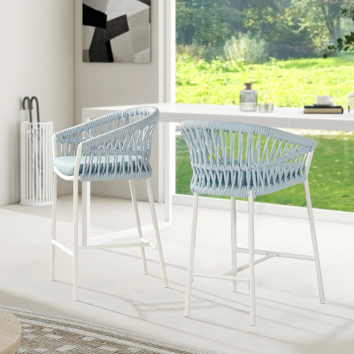 Maiden - Patio Counter Stool Sunproof Olefin (Set of 2) - Furniture Home Direct