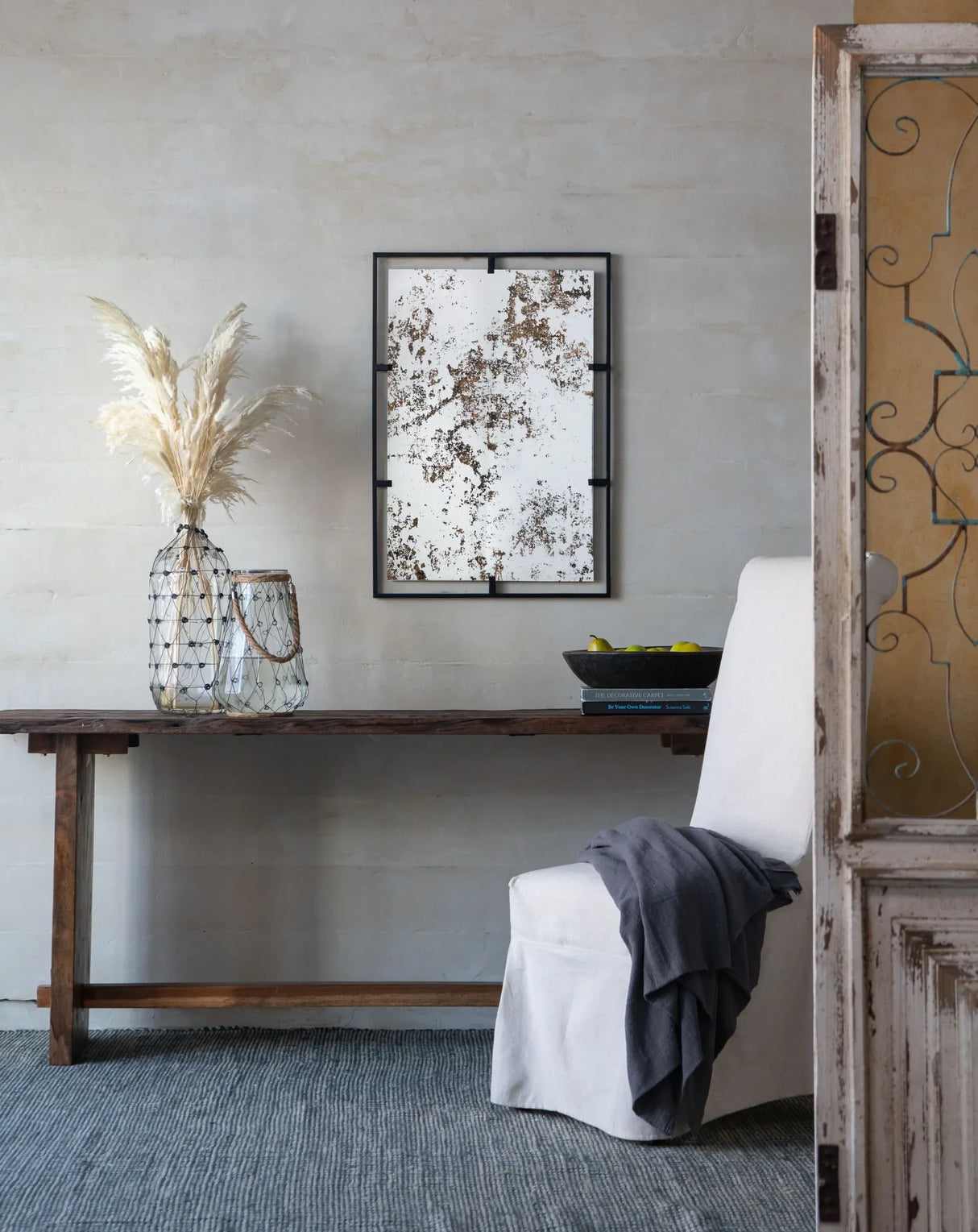 Rectangle Antiqued Wall Mirror Wall Mirror With Metal Frame, Home Wall Decor, Bedroom Living Room Entryway Wall Accent - Black - Furniture Home Direct
