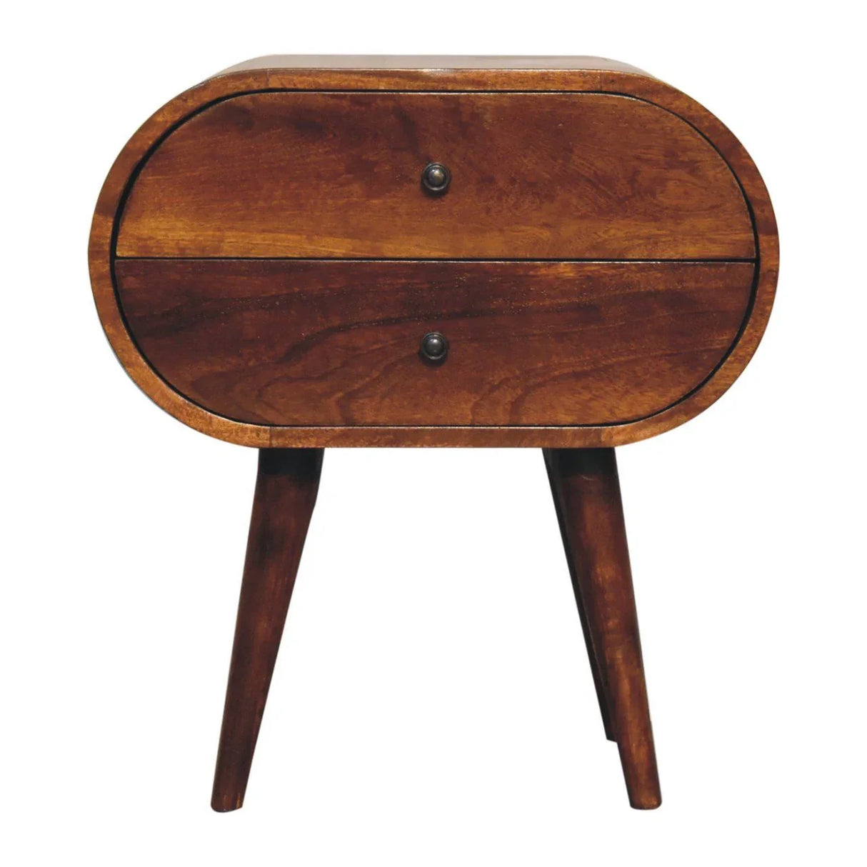 Large Chestnut Circular Bedside - Furniture Home Direct