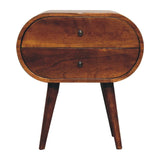Large Chestnut Circular Bedside - Furniture Home Direct