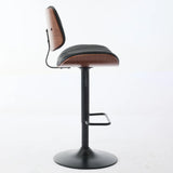 Counter Stool Adjustable PU Leather Upholstered Black - Furniture Home Direct