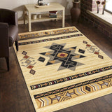 Tribes - 5'3" X 7'3" Southwest Area Rug Polypropylene - Cream - Furniture Home Direct