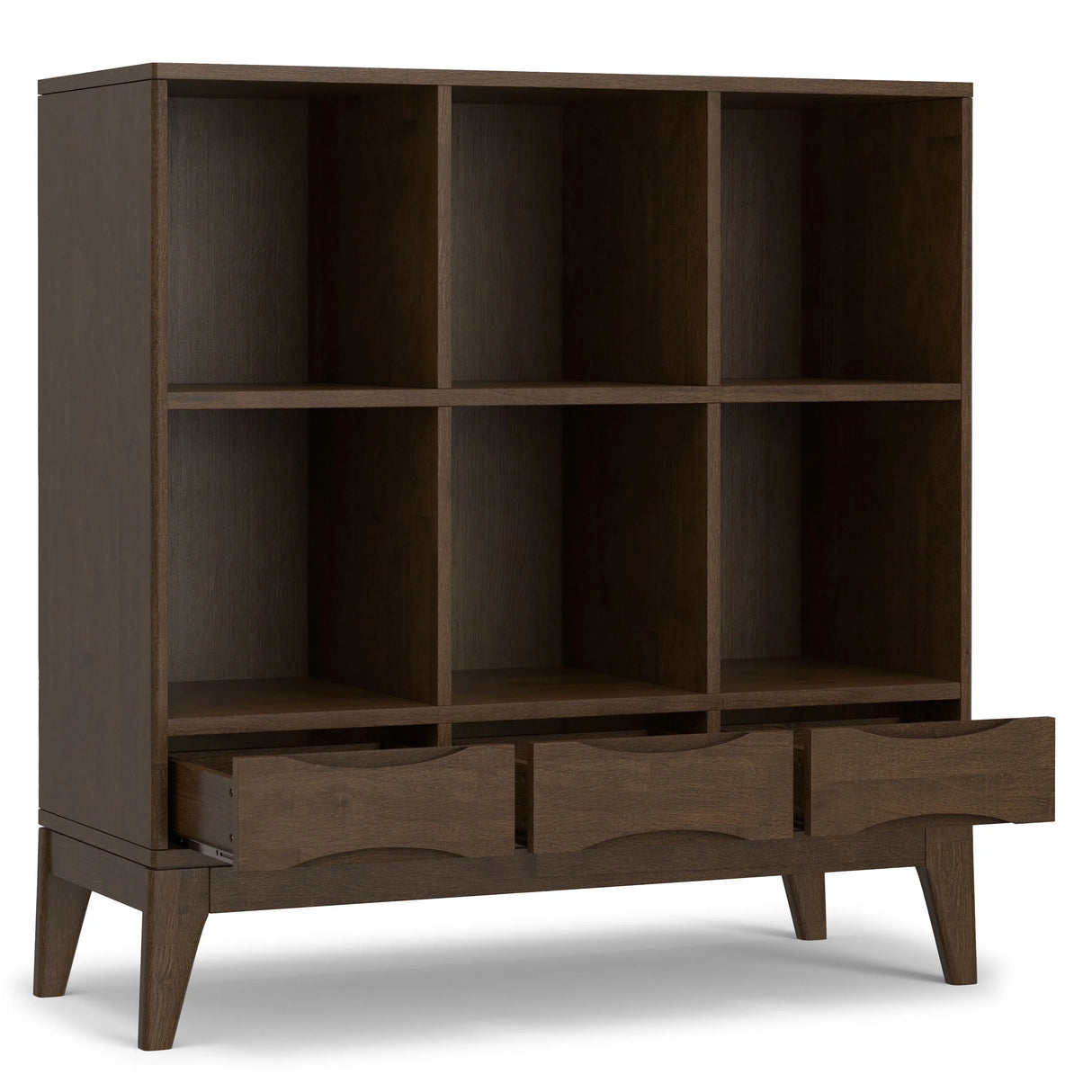 Harper - Low 6 Cube Storage With Drawers - Walnut Brown - Furniture Home Direct