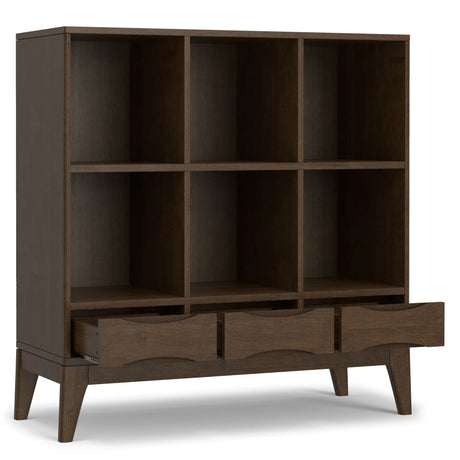 Harper - Low 6 Cube Storage With Drawers - Walnut Brown - Furniture Home Direct