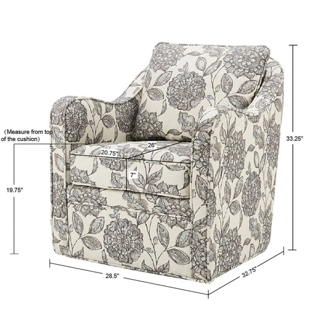Wide Seat Arm Chair With 360 Degree Rotation - Furniture Home Direct