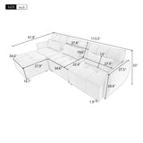 113.3 Modular Sectional With Ottoman And USB C Ports Beige - Furniture Home Direct