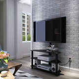 43.3" Multi-Function TV Stand Height Adjustable Bracket Swivel 3 Tier - Black - Furniture Home Direct