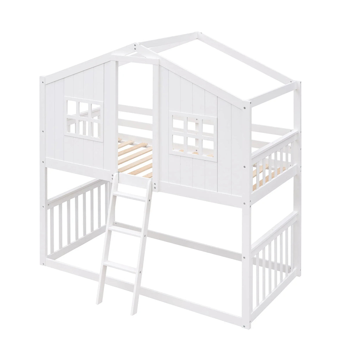 House Bunk Bed With Ladder, Wood Bed - Furniture Home Direct