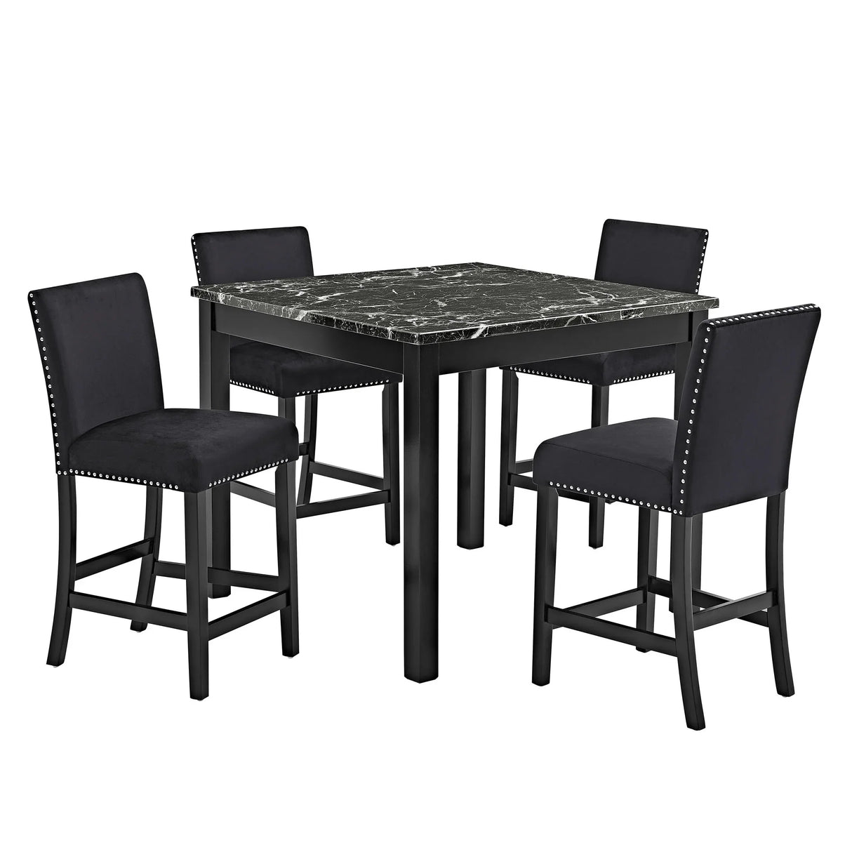 5 Piece Counter Height Dining Set With Table And Upholstered Chairs - Furniture Home Direct
