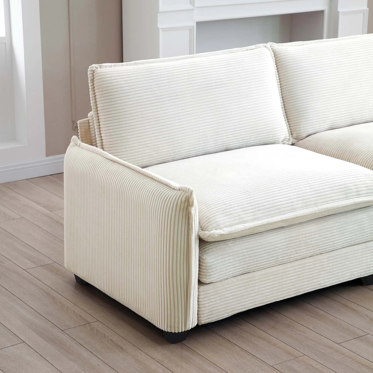 Corduroy 2 Piece Living Room Set - Off White - Furniture Home Direct