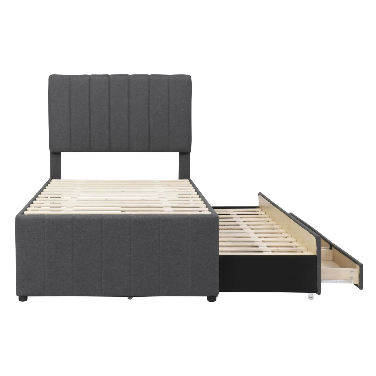 Upholstered Design Platform Bed With Trundle - Furniture Home Direct