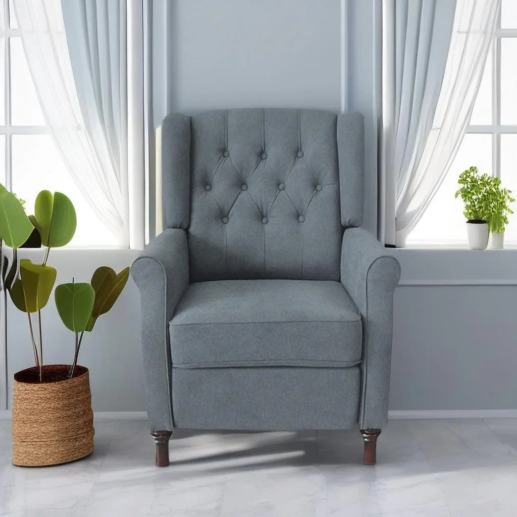 New Design Classic Waterproof Fabric Living Room Pull Button Sofa, High Back Manual Recliner Chair Cinema Home Theatre Cozy Recliner Sofa - Dark Gray - Furniture Home Direct