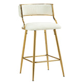Counter Height Bar Stool Backrest Corduroy Upholstery Beige - Furniture Home Direct