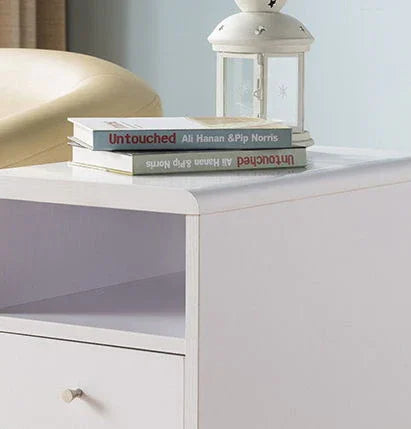 Mobile Chairside Table With Drawer - White - Furniture Home Direct