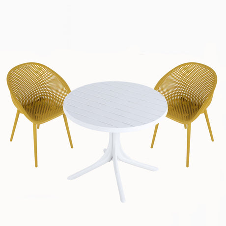 All Weather Woven Lounge Chair Set with Round Table