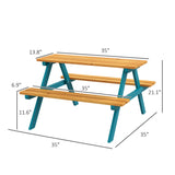Outsunny - Kids Picnic Table Set With Wooden Table, Outdoor Bench Set With Seating For 4 Kids Ages 3-8 Years Old For Patio Garden, Easy Installation, Outdoor Indoor Use - Natural Wood - Furniture Home Direct